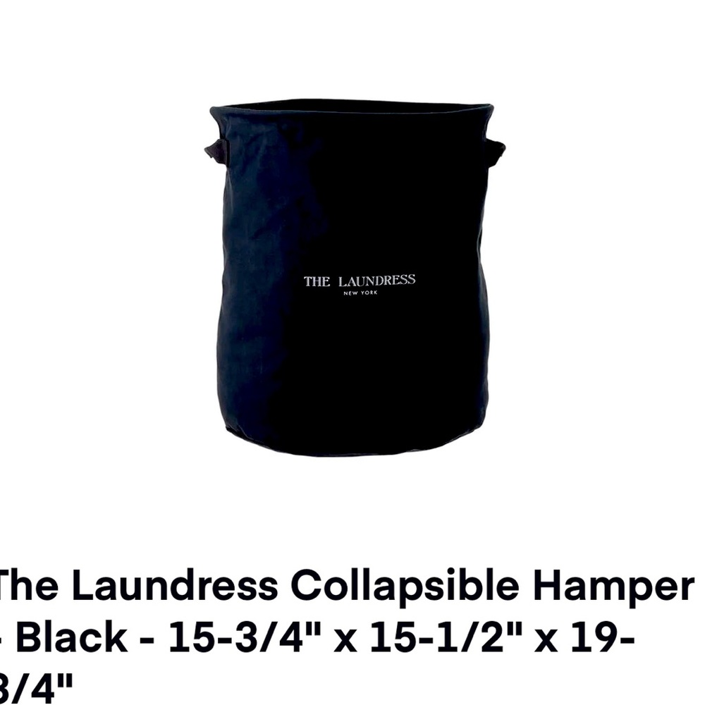 The Laundress Black collapsible hamper NEW